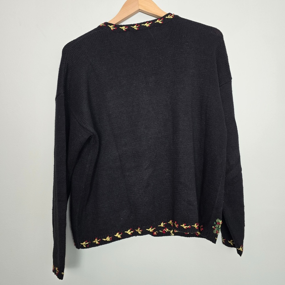 Vtg 2000 Tiara International Embroidered Christmas Sweater Cardigan Sz L Holiday - Picture 9 of 11